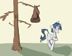 Size: 2274x1755 | Tagged: safe, artist:paracompact, imported from derpibooru, stygian, pony, unicorn, assisted exposure, blank flank, blushing, butt, embarrassed, embarrassed nude exposure, implied nudity, missing accessory, missing cutie mark, nudity, plot, tree, wardrobe malfunction, we don't normally wear clothes