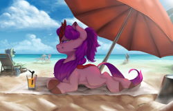 Size: 1024x661 | Tagged: safe, artist:theprince, imported from derpibooru, oc, oc:molly jasmine, earth pony, kirin, pony, beach, commission