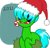 Size: 1118x1080 | Tagged: safe, artist:akiraau, imported from derpibooru, oc, oc only, oc:green byte, pony, unicorn, 2021, candy, candy cane, christmas, food, hat, holiday, male, mouth hold, santa hat, signature, solo, stallion