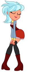 Size: 682x1623 | Tagged: safe, artist:gmaplay, imported from derpibooru, frosty orange, human, equestria girls, alternate design, boob window, boots, cleavage window, clothes, eyes closed, open mouth, shoes, simple background, skirt, socks, solo, thigh highs, transparent background, vector, zettai ryouiki