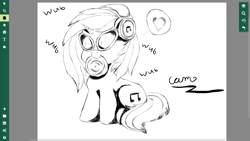 Size: 1366x768 | Tagged: safe, artist:@cameron, imported from derpibooru, dj pon-3, vinyl scratch, pony, unicorn, cute, female, glasses, headphones, heart, mare, nibbling, nom, record, sitting, solo, watermark, wub