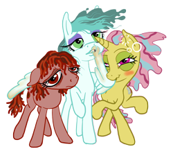 Size: 4154x3619 | Tagged: safe, artist:ja0822ck, imported from derpibooru, oc, oc only, oc:alcohol, oc:caffeine, oc:tobacco, earth pony, pegasus, pony, unicorn, derpibooru community collaboration, 2021 community collab, female, mare, simple background, transparent background