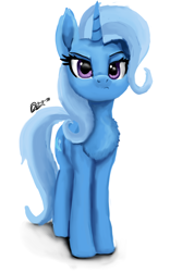Size: 1600x2560 | Tagged: safe, artist:raphaeldavid, imported from derpibooru, trixie, pony, unicorn, chest fluff, female, mare, pouting, simple background, solo, white background