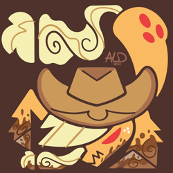 Size: 4000x4000 | Tagged: safe, artist:aaron lewis davidson, imported from derpibooru, applejack, cowboy hat, hat, minimalist, modern art, monster hunter, monster hunter world, mud, stetson