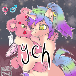 Size: 3000x3000 | Tagged: safe, artist:ghostfox, imported from derpibooru, oc, oc only, pony, unicorn, commission, cute, sanvalentinesday, solo, your character here