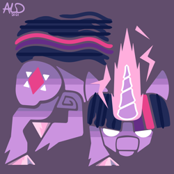 Size: 4000x4000 | Tagged: safe, artist:aaron lewis davidson, imported from derpibooru, twilight sparkle, horn, magic, magic aura, minimalist, modern art, monster hunter, monster hunter world, threatening