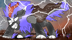 Size: 3840x2160 | Tagged: safe, artist:brainiac, derpibooru exclusive, imported from derpibooru, oc, oc only, kirin, nirik, commission, lightning, male, solo, stallion