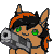 Size: 300x300 | Tagged: safe, artist:imreer, imported from derpibooru, oc, oc only, earth pony, pony, animated, bust, commission, earth pony oc, gif, gun, handgun, hoof hold, owo, pistol, pixel art, shooting, simple background, smiling, solo, transparent background, weapon, ych result