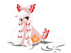 Size: 1200x900 | Tagged: safe, artist:namaenonaipony, imported from derpibooru, pony, bow, crossover, female, fujiwara no mokou, mare, ponified, solo, touhou