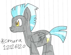 Size: 953x734 | Tagged: safe, artist:cmara, imported from derpibooru, thunderlane, pegasus, pony, lined paper, male, simple background, solo, stallion, traditional art, white background