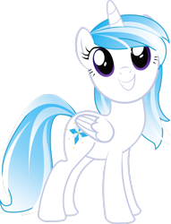 Size: 2139x2804 | Tagged: safe, artist:alinadreams00, imported from derpibooru, oc, oc only, oc:princess crystal, alicorn, pony, adolescence, alicorn oc, horn, looking at you, smiling at you, solo, vector, wings