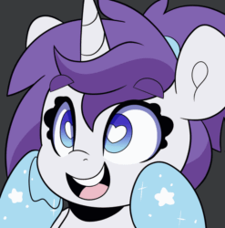 Size: 988x1000 | Tagged: safe, artist:partylikeanartist, imported from derpibooru, oc, oc only, oc:indigo wire, pony, unicorn, adorable face, animated, blinking, cute, emoji, eyebrows, eyebrows visible through hair, gif, gradient hooves, heart eyes, ponytail, pulsating, solo, wingding eyes