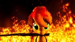 Size: 1920x1080 | Tagged: safe, artist:bluemoon2343, imported from derpibooru, oc, oc:flamestar, pegasus, 3d, fire, looking at you, mouth hold, pegasus oc, source filmmaker, sword, weapon, wings