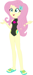 Size: 243x557 | Tagged: safe, artist:sturk-fontaine, imported from derpibooru, fluttershy, equestria girls, bare legs, base used, beach shorts swimsuit, clothes, feet, female, flip-flops, fluttershy's beach shorts swimsuit, fluttershy's one-piece swimsuit, one-piece swimsuit, sandals, simple background, solo, solo female, swimsuit, swimsuit edit, vector, white background