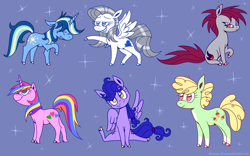 Size: 2400x1500 | Tagged: safe, artist:champion-of-namira, imported from derpibooru, oc, oc only, oc:blossom breeze, oc:candy heart, oc:ember shadow, oc:misty oak, oc:silverline, oc:summer star, earth pony, pegasus, pony, unicorn, female, mare