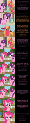 Size: 2000x8058 | Tagged: safe, artist:mlp-silver-quill, imported from derpibooru, big macintosh, pinkie pie, sugar belle, earth pony, unicorn, comic:pinkie pie says goodnight, apple, barrel, blushing, cart, comic, female, fence, food, horse collar, implied applejack, male, our town, shipping, straight, sugarmac, sweet apple acres, that pony sure does love big mac, tree, yoke