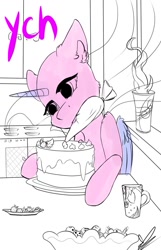 Size: 696x1080 | Tagged: safe, artist:yuris, imported from derpibooru, oc, oc only, pony, food, pie, room, solo, window, ych sketch