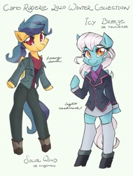 Size: 2790x3671 | Tagged: safe, artist:saxopi, imported from derpibooru, oc, oc only, oc:ice, pegasus, semi-anthro, anthro oc, clothes, duo