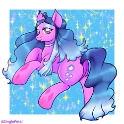 Size: 1024x1024 | Tagged: safe, artist:asinglepetal, imported from derpibooru, oc, earth pony, artfight, artfight 2020, moon, pink, stars