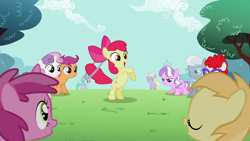 Size: 1920x1080 | Tagged: safe, imported from derpibooru, screencap, apple bloom, aura (character), diamond tiara, dinky hooves, noi, ruby pinch, scootaloo, silver spoon, sweetie belle, twist, earth pony, pegasus, pony, unicorn, season 2, the cutie pox, adorabloom, angry, apple bloom's bow, aura (g4), aurabetes, bipedal, bow, cute, cutealoo, cutie mark, diamond tiara is not amused, diamondbetes, diasweetes, dinkabetes, eyes closed, female, filly, glasses, hair bow, jewelry, loop-de-hoop, necklace, noiabetes, open mouth, park, pinchybetes, rearing, silver spoon is not amused, silverbetes, smiling, tiara, twistabetes