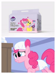 Size: 3106x4096 | Tagged: safe, edit, imported from derpibooru, screencap, fluttershy, pinkie pie, earth pony, pegasus, pony, baby cakes, diaper, diaper fetish, fetish, irl, merchandise, non-baby in diaper, photo