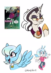 Size: 1668x2388 | Tagged: safe, artist:melodycler01, idw, imported from derpibooru, pegasus, pony, unicorn, dr.starline, female, glasses, jewel the beetle, male, ponified, simple background, smiling, sonic the hedgehog (series), white background