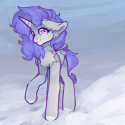 Size: 2520x2520 | Tagged: safe, artist:jackselit, imported from derpibooru, oc, alicorn, alicorn oc, horn, snow, wings, winter