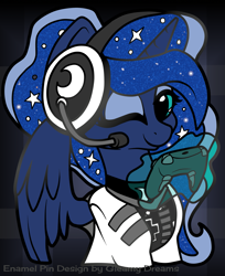 Size: 2021x2474 | Tagged: safe, artist:gleamydreams, imported from derpibooru, princess luna, alicorn, pony, gamer luna, clothes, controller, female, gaming, gaming headset, hoodie, looking at you, mare, one eye closed, solo, wink