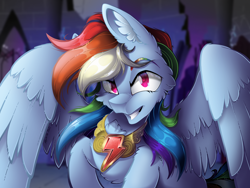 Size: 2224x1668 | Tagged: safe, artist:mychelle, imported from derpibooru, rainbow dash, pony, element of loyalty, solo