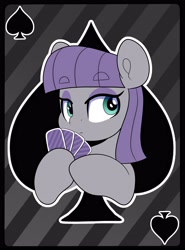 Size: 3037x4093 | Tagged: safe, artist:partylikeanartist, imported from derpibooru, maud pie, earth pony, pony, ace of spades, bust, card game, eyebrows, eyebrows visible through hair, female, mare, poker, poker face, portrait, solo, spades