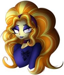 Size: 1763x2062 | Tagged: safe, artist:mywasasi, imported from derpibooru, adagio dazzle, equestria girls, bust, choker, eyeshadow, hairband, lipstick, looking at you, makeup, simple background, solo, transparent background