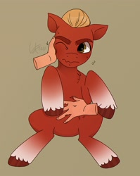 Size: 2863x3590 | Tagged: safe, artist:krautvan, imported from derpibooru, sprout cloverleaf, earth pony, pony, bellyrubs, cute, disembodied hand, drawing, fanart, g5, hand, high res, male, my little pony: a new generation, one eye closed, solo focus, sproutbetes, stallion, wholesome