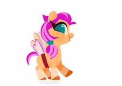 Size: 4096x2896 | Tagged: safe, artist:sailorjubs, imported from derpibooru, sunny starscout, earth pony, pony, fake wings, female, filly, filly sunny starscout, g5, solo