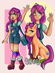 Size: 1536x2048 | Tagged: safe, artist:ryoko_chan_uwu, imported from derpibooru, sunny starscout, earth pony, human, pony, female, g5, human ponidox, humanized, mare, self ponidox