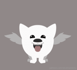 Size: 560x503 | Tagged: safe, artist:sevenserenity, imported from derpibooru, dog, pomeranian, spoiler:my little pony: a new generation, animated, cloudpuff, cute, fluffy, flying pomeranian, g5, my little pony: a new generation, solo, winged dog