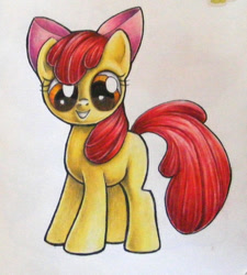Size: 800x889 | Tagged: safe, artist:andpie, imported from derpibooru, apple bloom, earth pony, pony, female, filly, grin, smiling, solo