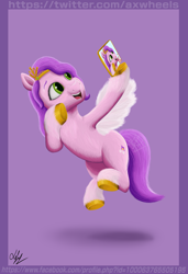 Size: 2600x3800 | Tagged: safe, artist:axwheels, imported from derpibooru, pipp petals, pegasus, pony, spoiler:g5, spoiler:my little pony: a new generation, adorapipp, caption, cute, g5, high res, image macro, my little pony: a new generation, photo, solo, text