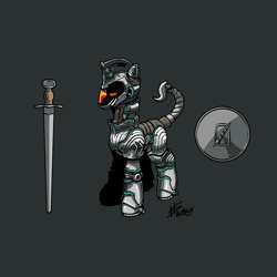 Size: 3000x3000 | Tagged: safe, artist:hotkoin, imported from derpibooru, oc, oc:aquaria lance, pony, unicorn, armor, helmet, high res, power armor, shield, solo