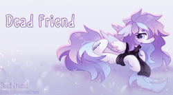 Size: 4000x2200 | Tagged: safe, artist:dedfriend, imported from derpibooru, oc, oc only, oc:butterfly effect, pegasus, pony, blushing, clothes, lying down, scarf, solo
