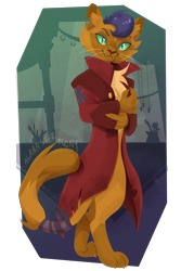 Size: 2000x3000 | Tagged: safe, artist:alabasterpeony, imported from derpibooru, capper dapperpaws, abyssinian, anthro, chest fluff, clothes, coat, commission, commissioner:reversalmushroom, high res, male, simple background, solo, transparent background