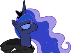 Size: 2661x2000 | Tagged: safe, artist:frownfactory, imported from derpibooru, princess luna, alicorn, pony, luna eclipsed, season 2, cape, clothes, crown, eyes closed, female, frown, high res, hoodie, horn, jewelry, mare, regalia, simple background, solo, transparent background, vector