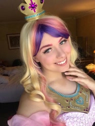 Size: 720x960 | Tagged: safe, artist:maddymoiselle, imported from derpibooru, princess cadance, human, clothes, cosplay, costume, equestria la, equestria la 2017, irl, irl human, looking at you, photo, smiling, smiling at you