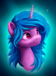 Size: 1084x1447 | Tagged: safe, artist:itssim, imported from derpibooru, izzy moonbow, pony, unicorn, abstract background, bust, cute, g5, heart, heart eyes, izzybetes, my little pony: a new generation, simple background, solo, wingding eyes