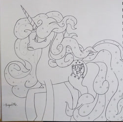 Size: 1280x1273 | Tagged: safe, artist:gojira1604shinomura, imported from derpibooru, sweetie belle, oc, oc:nightmare sweetie belle, pony, unicorn, pencil, pencil drawing, solo, traditional art