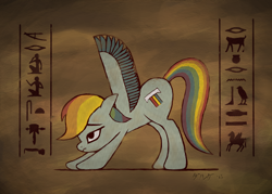 Size: 1024x733 | Tagged: artist needed, source needed, safe, imported from ponybooru, rainbow dash, egyptian, hieroglyphics, iwtcird, meme, papyrus