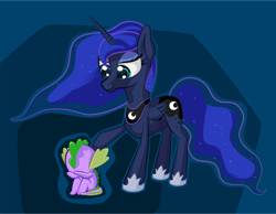 Size: 1024x796 | Tagged: artist needed, safe, imported from ponybooru, princess luna, spike, alicorn, dragon, pony, clothes, comforting, crying, female, glass slipper (footwear), jewelry, male, mare, necklace, poor spike, poor thing, raised hoof, raised leg, sad, shoes, sitting, spikelove