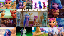 Size: 1280x721 | Tagged: safe, edit, edited screencap, editor:quoterific, imported from derpibooru, screencap, hitch trailblazer, izzy moonbow, pipp petals, rarity, sprout cloverleaf, sunny starscout, zipp storm, earth pony, pegasus, pony, unicorn, spoiler:g5, spoiler:my little pony: a new generation, alphabittle blossomforth, ball, evil rarity, eyes closed, female, fit right in (g5), floppy ears, g5, izzy's tennis ball, magic wing feather mayonnaise, male, mane five (g5), mare, meme, mugshot, my little pony: a new generation, open mouth, open smile, rob the pony, smiling, stallion, sunny starscout is not amused, tennis ball, thunder flap, twerking, watch us shake our unicorn butts, zoom zephyrwing