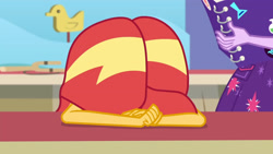 Size: 3410x1920 | Tagged: safe, imported from derpibooru, screencap, sci-twi, sunset shimmer, twilight sparkle, equestria girls, equestria girls series, rollercoaster of friendship, clothes, cutie mark, cutie mark on clothes, female, high res, offscreen character