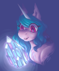 Size: 1409x1705 | Tagged: safe, artist:wodomirka, imported from derpibooru, izzy moonbow, pony, unicorn, spoiler:my little pony: a new generation, crystal, female, g5, my little pony: a new generation, simple background, solo