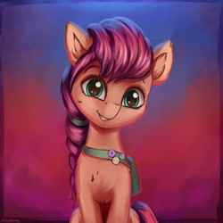 Size: 4000x4000 | Tagged: safe, alternate version, artist:adagiostring, imported from derpibooru, sunny starscout, earth pony, pony, bust, cute, female, g5, my little pony: a new generation, smiling, solo